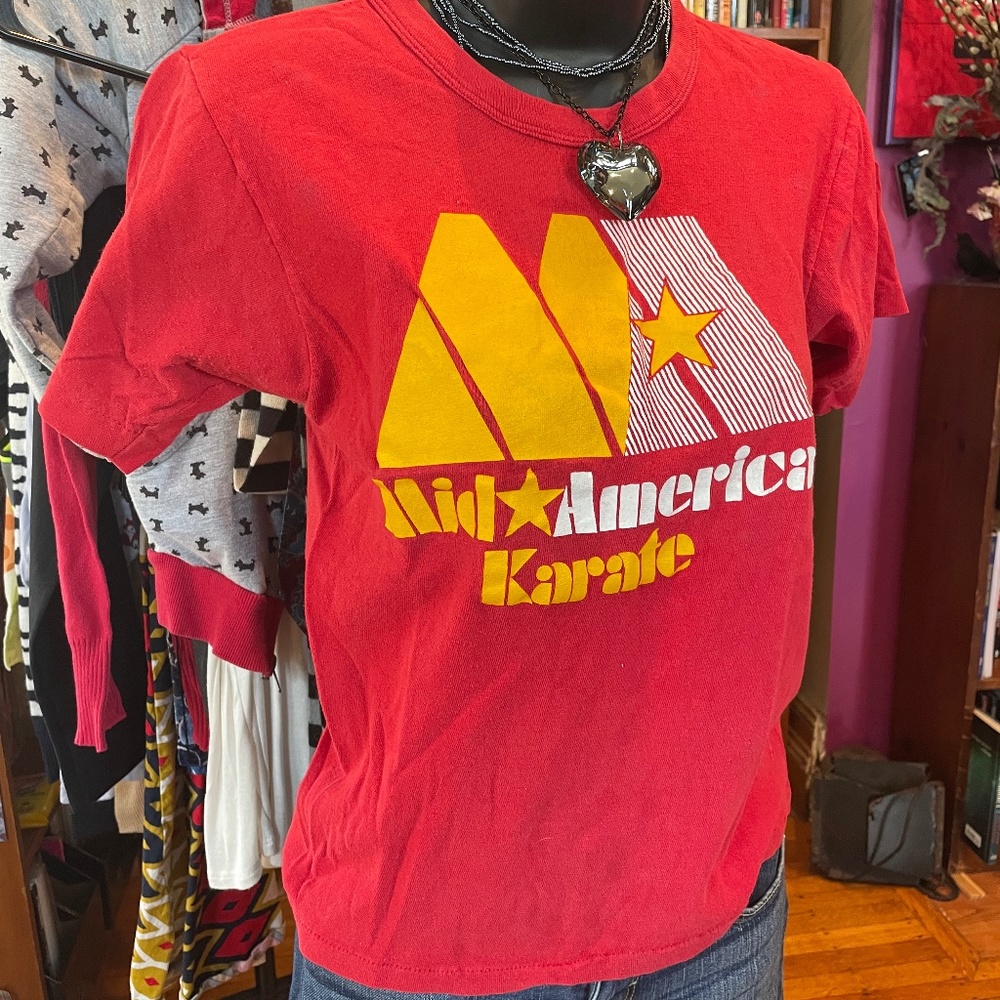 VINTAGE red, Mid-America Karate Tee, Women's Size Medium